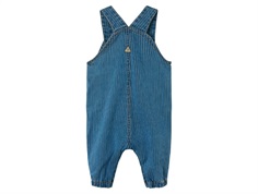 Blå denim overall med hvide striber og trykknapper 13240579 medium blue denim bagfra